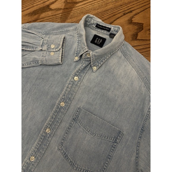 GAP Other - Vintage 90d Gap Men's Small 10% Cotton Indigo Blue Denim Long Sleeve Shirt